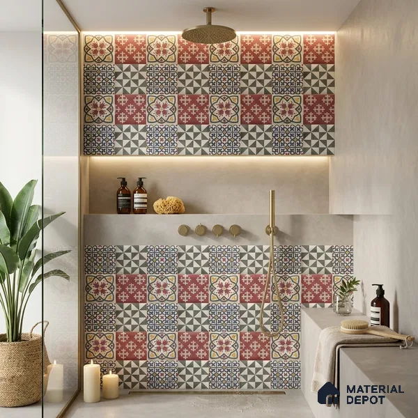 Faux Subway Wall Tile TL 06366 C Lustrous Multy Decor 1 ft x 1 ft Ceramic Matte Finish Tile - 9 mm | Suitable For Kitchen, Bathroom Walls and Backsplashes | Please Expect a Slight Variation of Pattern