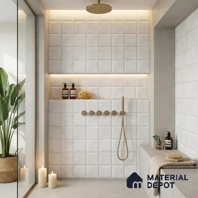Faux Subway Wall Tile TL 06366 F Elegant Beige 1 ft x 1 ft Ceramic Matte Finish Tile - 9 mm | Suitable For Kitchen, Bathroom Walls and Backsplashes | Please Expect a Slight Variation of Pattern