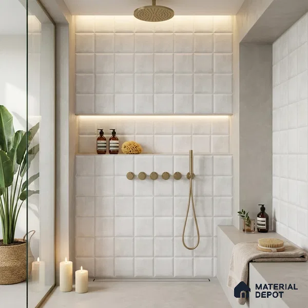 Faux Subway Wall Tile TL 06366 F Elegant Beige 1 ft x 1 ft Ceramic Matte Finish Tile - 9 mm | Suitable For Kitchen, Bathroom Walls and Backsplashes | Please Expect a Slight Variation of Pattern