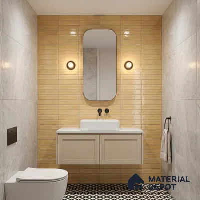 Faux Subway Wall Tile TL 06368 B Radiant Caramel 2 ft x 1 ft Ceramic Glossy Finish Tile - 9 mm | Suitable For Kitchen, Bathroom Walls and Backsplashes | Please Expect a Slight Variation of Pattern
