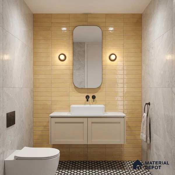 Faux Subway Wall Tile TL 06368 B Radiant Caramel 2 ft x 1 ft Ceramic Glossy Finish Tile - 9 mm | Suitable For Kitchen, Bathroom Walls and Backsplashes | Please Expect a Slight Variation of Pattern