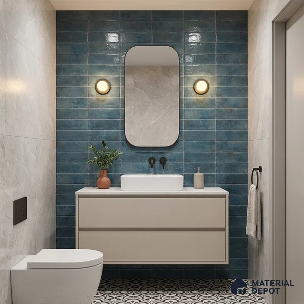 Faux Subway Wall Tile TL 06368 F Lustrous Aqua 2 ft x 1 ft Ceramic Glossy Finish Tile - 9 mm | Suitable For Kitchen, Bathroom Walls and Backsplashes | Please Expect a Slight Variation of Pattern