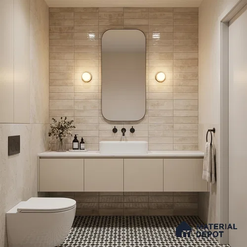 Faux Subway Wall Tile TL 06368 G Radiant Crema 2 ft x 1 ft Ceramic Glossy Finish Tile - 9 mm | Suitable For Kitchen, Bathroom Walls and Backsplashes | Please Expect a Slight Variation of Pattern