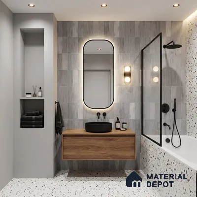 Faux Subway Wall Tile TL 06370 Grey Blend 2 ft x 1 ft Ceramic Matte Finish Tile - 9 mm | Suitable For Kitchen, Bathroom Walls and Backsplashes | Please Expect a Slight Variation of Pattern