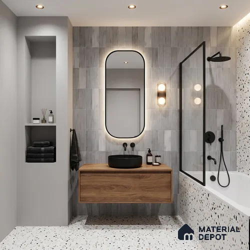 Faux Subway Wall Tile TL 06370 Grey Blend 2 ft x 1 ft Ceramic Matte Finish Tile - 9 mm | Suitable For Kitchen, Bathroom Walls and Backsplashes | Please Expect a Slight Variation of Pattern