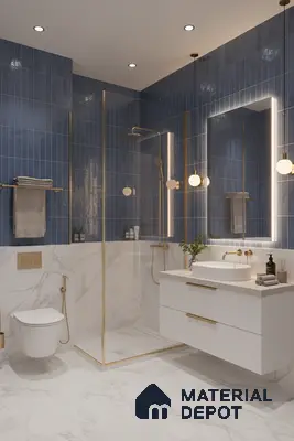 Faux Subway Wall Tile TL 06372 Radiant Blue 2 ft x 1 ft Ceramic Matte Finish Tile - 9 mm | Suitable For Kitchen, Bathroom Walls and Backsplashes | Please Expect a Slight Variation of Pattern