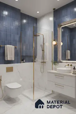Faux Subway Wall Tile TL 06372 Radiant Blue 2 ft x 1 ft Ceramic Matte Finish Tile - 9 mm | Suitable For Kitchen, Bathroom Walls and Backsplashes | Please Expect a Slight Variation of Pattern