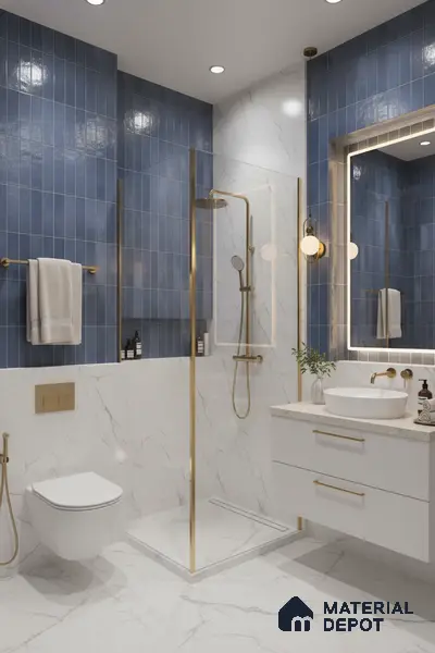 Faux Subway Wall Tile TL 06372 Radiant Blue 2 ft x 1 ft Ceramic Matte Finish Tile - 9 mm | Suitable For Kitchen, Bathroom Walls and Backsplashes | Please Expect a Slight Variation of Pattern
