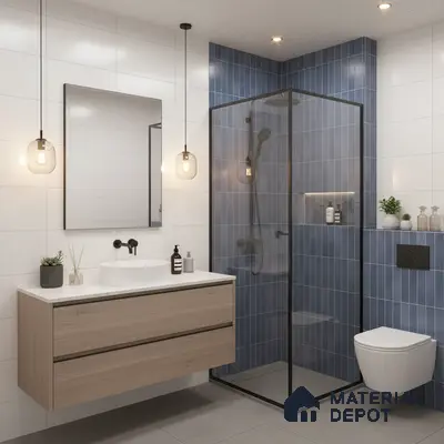 Faux Subway Wall Tile TL 06372 Radiant Blue 2 ft x 1 ft Ceramic Matte Finish Tile - 9 mm | Suitable For Kitchen, Bathroom Walls and Backsplashes | Please Expect a Slight Variation of Pattern