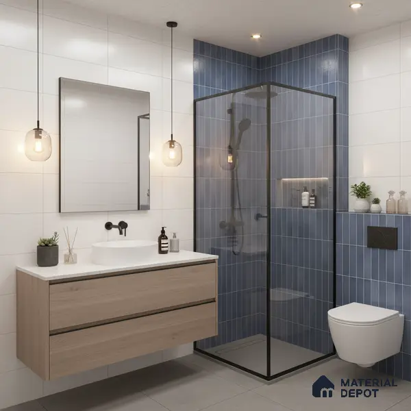 Faux Subway Wall Tile TL 06372 Radiant Blue 2 ft x 1 ft Ceramic Matte Finish Tile - 9 mm | Suitable For Kitchen, Bathroom Walls and Backsplashes | Please Expect a Slight Variation of Pattern
