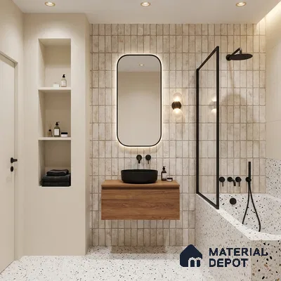 Faux Subway Wall Tile TL 06373 Elegant Crema 2 ft x 1 ft Ceramic Matte Finish Tile - 9 mm | Suitable For Kitchen, Bathroom Walls and Backsplashes | Please Expect a Slight Variation of Pattern