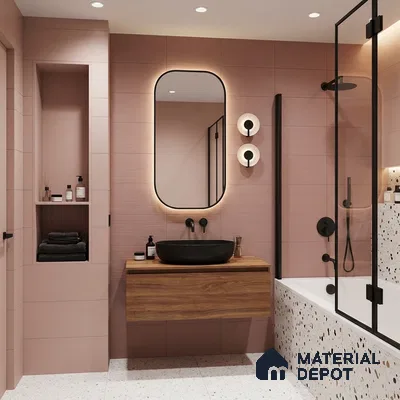 Punch Wall Tile TL 06375 Pink Hue 2 ft x 1 ft Ceramic Matte Finish Tile - 9 mm | Suitable For Kitchen, Bathroom Walls and Backsplashes
