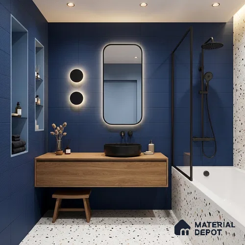 Punch Wall Tile TL 06376 Radiant Midnight 2 ft x 1 ft Ceramic Matte Finish Tile - 9 mm | Suitable For Kitchen, Bathroom Walls and Backsplashes