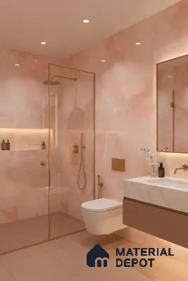 Marble Floor & Wall Tile TL 06393 Afyon Onyx Rose 4 ft x 2 ft High Gloss Finish Vitrified Tile - 9 mm | Suitable for Living Room, Bedroom & Bathroom