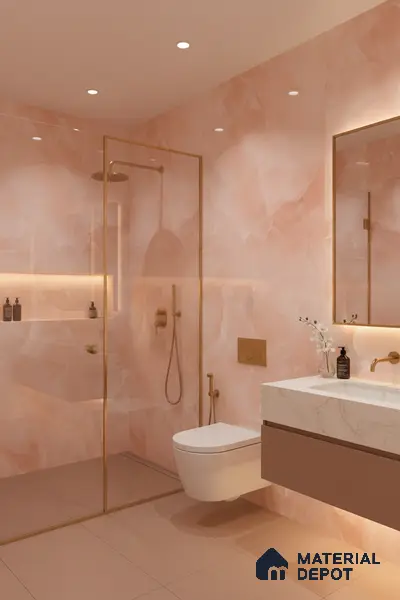 Marble Floor & Wall Tile TL 06393 Afyon Onyx Rose 4 ft x 2 ft High Gloss Finish Vitrified Tile - 9 mm | Suitable for Living Room, Bedroom & Bathroom