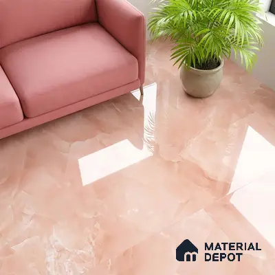 Marble Floor & Wall Tile TL 06393 Afyon Onyx Rose 4 ft x 2 ft High Gloss Finish Vitrified Tile - 9 mm | Suitable for Living Room, Bedroom & Bathroom