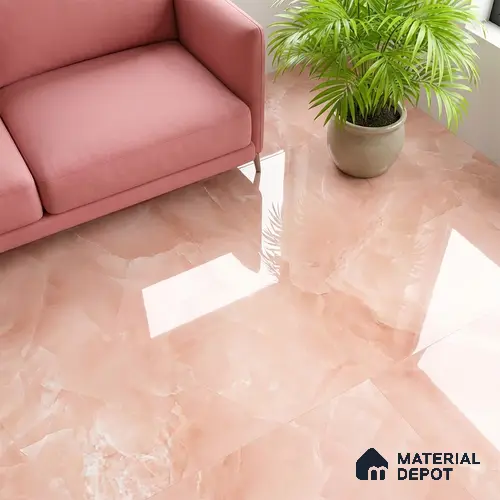 Marble Floor & Wall Tile TL 06393 Afyon Onyx Rose 4 ft x 2 ft High Gloss Finish Vitrified Tile - 9 mm | Suitable for Living Room, Bedroom & Bathroom