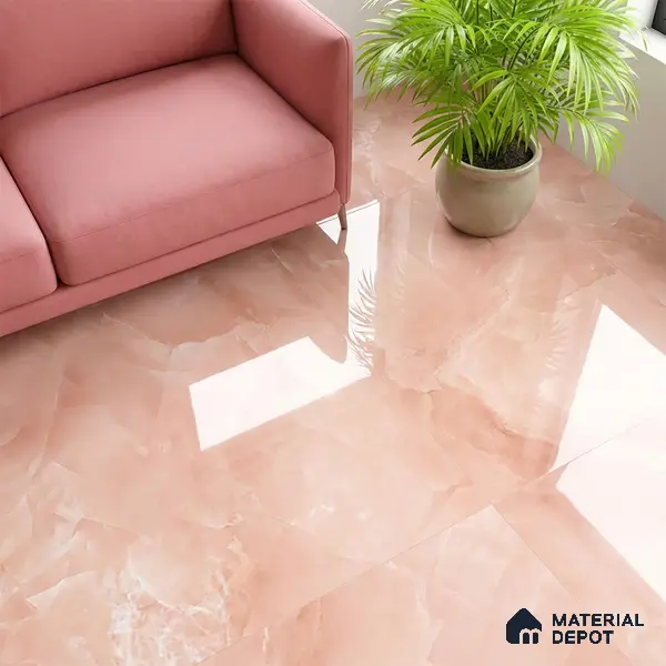 Marble Floor & Wall Tile TL 06393 Afyon Onyx Rose 4 ft x 2 ft High Gloss Finish Vitrified Tile - 9 mm | Suitable for Living Room, Bedroom & Bathroom