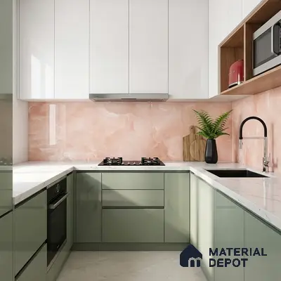 Marble Floor & Wall Tile TL 06393 Afyon Onyx Rose 4 ft x 2 ft High Gloss Finish Vitrified Tile - 9 mm | Suitable for Living Room, Bedroom & Bathroom