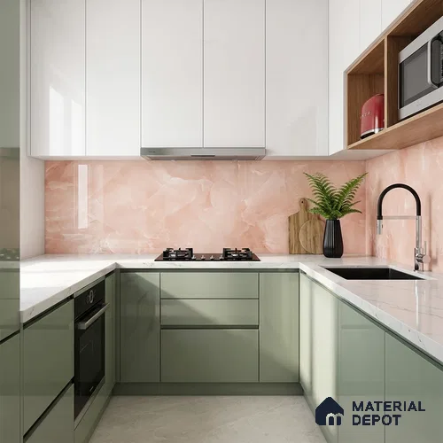 Marble Floor & Wall Tile TL 06393 Afyon Onyx Rose 4 ft x 2 ft High Gloss Finish Vitrified Tile - 9 mm | Suitable for Living Room, Bedroom & Bathroom