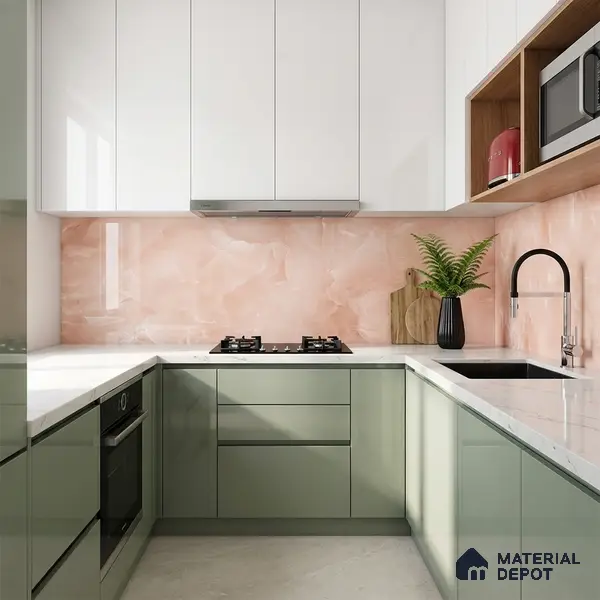 Marble Floor & Wall Tile TL 06393 Afyon Onyx Rose 4 ft x 2 ft High Gloss Finish Vitrified Tile - 9 mm | Suitable for Living Room, Bedroom & Bathroom