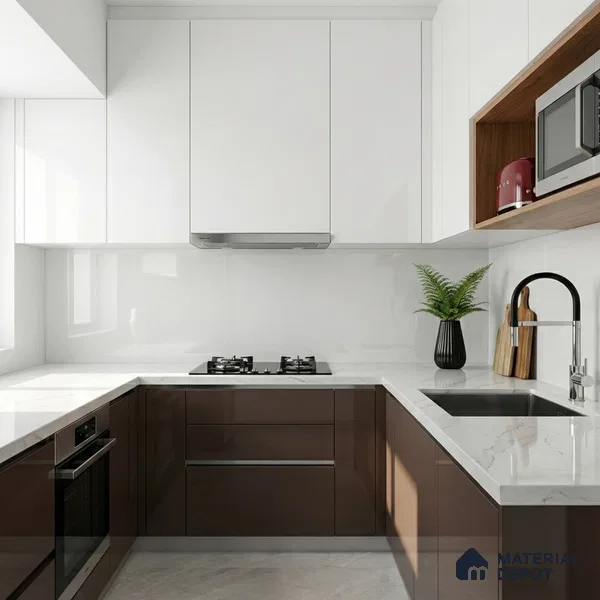 Plain Wall & Floor Tile TL 06398 Plain White 4 ft x 2 ft Vitrified Glossy Finish - 9 mm | Suitable for Living Room, Bedroom & Bathroom (Sample)