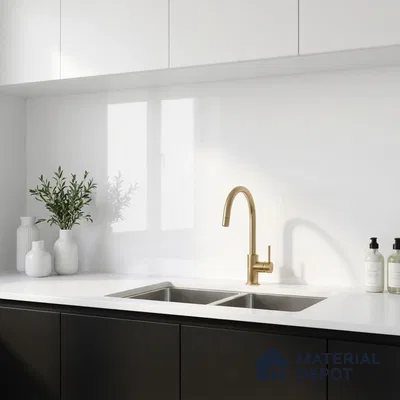 Plain Wall & Floor Tile TL 06398 Plain White 4 ft x 2 ft Vitrified Glossy Finish - 9 mm | Suitable for Living Room, Bedroom & Bathroom (Sample)