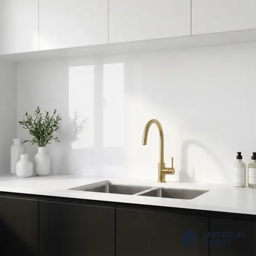 Plain Wall & Floor Tile TL 06398 Plain White 4 ft x 2 ft Vitrified Glossy Finish - 9 mm | Suitable for Living Room, Bedroom & Bathroom
