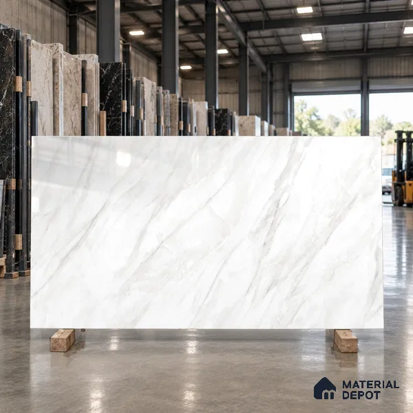 Marble Floor & Wall Large Format Tile TL 06414 jasper White 6 ft x 4 ft Glossy Finish Vitrified Tile - 9 mm | Suitable for Living Room, Bedroom & Bathroom | Adhesive and Spacers Must be Used During Installation