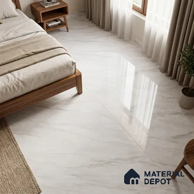 Marble Floor & Wall Large Format Tile TL 06414 jasper White 6 ft x 4 ft Glossy Finish Vitrified Tile - 9 mm | Suitable for Living Room, Bedroom & Bathroom | Adhesive and Spacers Must be Used During Installation