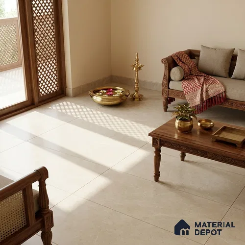 Marble Wall & Floor Tile TL 06415 B Warm Beige 4 ft x 2 ft Matte Finish Vitrified Tile - 9 mm | Suitable For Living Room, Bedroom, Kitchen