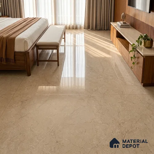 Marble Floor & Wall Large Format Tile TL 06415 Lisa Beige 6 ft x 4 ft Glossy Finish Vitrified Tile - 9 mm | Suitable for Living Room, Bedroom & Bathroom | Adhesive and Spacers Must be Used During Installation