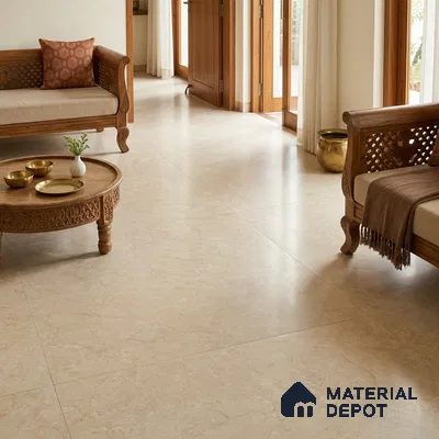 Marble Wall & Floor Tile TL 06415 D Warm Beige 6 ft x 4 ft Matte Finish Vitrified Tile - 9 mm | Suitable For Living Room, Bedroom, Dining Area