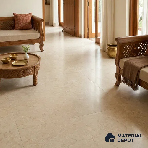 Marble Wall & Floor Tile TL 06415 D Lisa Beige 6 ft x 4 ft Matte Finish Vitrified Tile - 9 mm | Suitable for Living Room, Bedroom & Bathroom