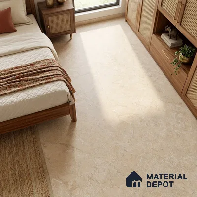 Marble Wall & Floor Tile TL 06415 D Warm Beige 6 ft x 4 ft Matte Finish Vitrified Tile - 9 mm | Suitable For Living Room, Bedroom, Dining Area