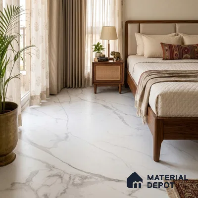 Marble Floor & Wall Large Format Tile TL 06419 Calactta Borghini Satuario 6 ft x 4 ft Satin Finish Vitrified Tile - 9 mm | Suitable for Living Room, Bedroom & Bathroom | Adhesive and Spacers Must be Used During Installation