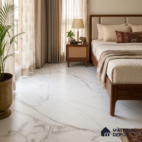 Marble Floor & Wall Large Format Tile TL 06419 Calactta Borghini Satuario 6 ft x 4 ft Satin Finish Vitrified Tile - 9 mm | Suitable for Living Room, Bedroom & Bathroom | Adhesive and Spacers Must be Used During Installation
