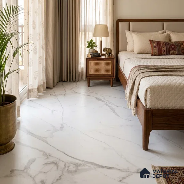 Marble Floor & Wall Large Format Tile TL 06419 Calactta Borghini Satuario 6 ft x 4 ft Satin Finish Vitrified Tile - 9 mm | Suitable for Living Room, Bedroom & Bathroom | Adhesive and Spacers Must be Used During Installation