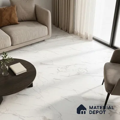 Marble Floor & Wall Large Format Tile TL 06419 Calactta Borghini Satuario 6 ft x 4 ft Satin Finish Vitrified Tile - 9 mm | Suitable for Living Room, Bedroom & Bathroom | Adhesive and Spacers Must be Used During Installation