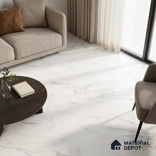 Marble Floor & Wall Large Format Tile TL 06419 Calactta Borghini Satuario 6 ft x 4 ft Satin Finish Vitrified Tile - 9 mm | Suitable for Living Room, Bedroom & Bathroom | Adhesive and Spacers Must be Used During Installation