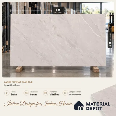 Marble Floor & Wall Large Format Tile TL 06420 B Cinerea River Grey 6 ft x 4 ft Satin Finish Vitrified Tile - 9 mm | Suitable for Living Room, Bedroom & Bathroom | Adhesive and Spacers Must be Used During Installation