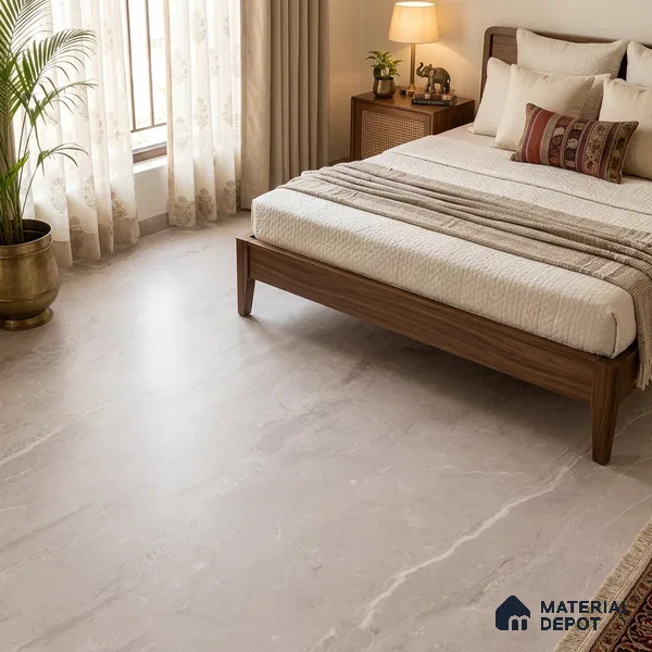 Marble Floor & Wall Large Format Tile TL 06420 B Cinerea River Grey 6 ft x 4 ft Satin Finish Vitrified Tile - 9 mm | Suitable for Living Room, Bedroom & Bathroom | Adhesive and Spacers Must be Used During Installation