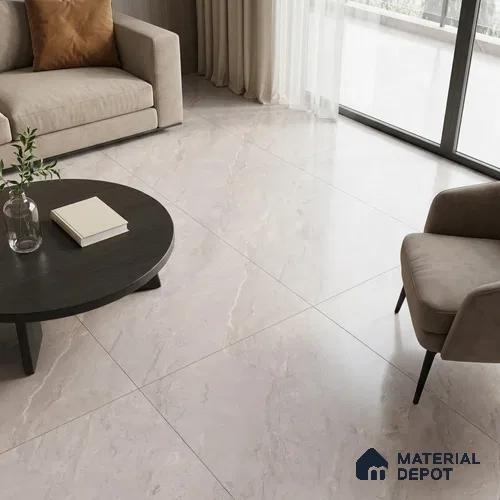 Marble Floor & Wall Large Format Tile TL 06420 B Cinerea River Grey 6 ft x 4 ft Satin Finish Vitrified Tile - 9 mm | Suitable for Living Room, Bedroom & Bathroom | Adhesive and Spacers Must be Used During Installation