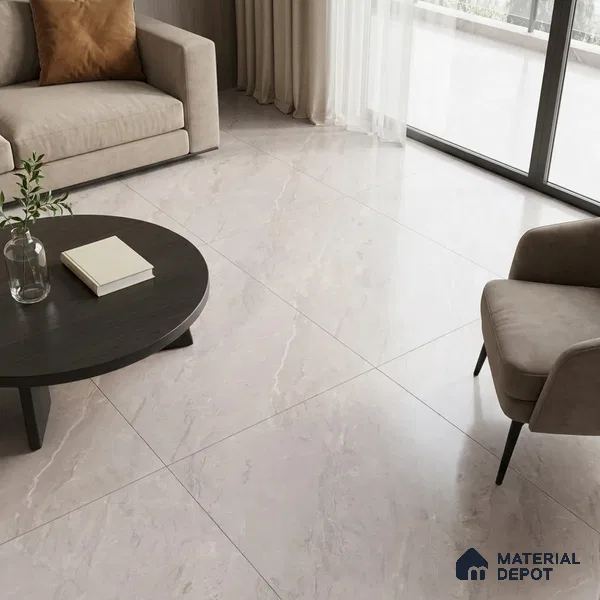 Marble Floor & Wall Large Format Tile TL 06420 B Cinerea River Grey 6 ft x 4 ft Satin Finish Vitrified Tile - 9 mm | Suitable for Living Room, Bedroom & Bathroom | Adhesive and Spacers Must be Used During Installation