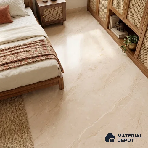 Marble Floor & Wall Large Format Tile TL 06420 Cinerea River Biege 6 ft x 4 ft Satin Finish Vitrified Tile - 9 mm | Suitable for Living Room, Bedroom & Bathroom | Adhesive and Spacers Must be Used During Installation
