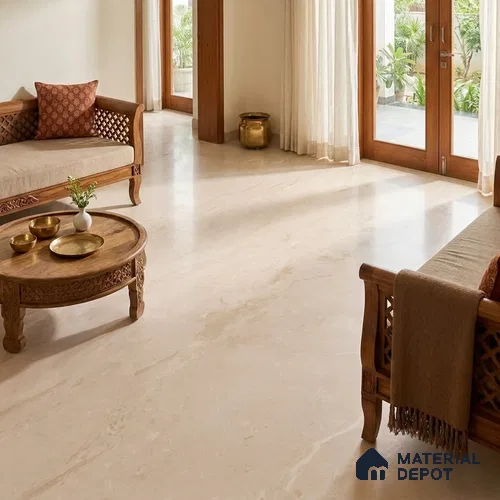 Marble Floor & Wall Large Format Tile TL 06420 Cinerea River Biege 6 ft x 4 ft Satin Finish Vitrified Tile - 9 mm | Suitable for Living Room, Bedroom & Bathroom | Adhesive and Spacers Must be Used During Installation