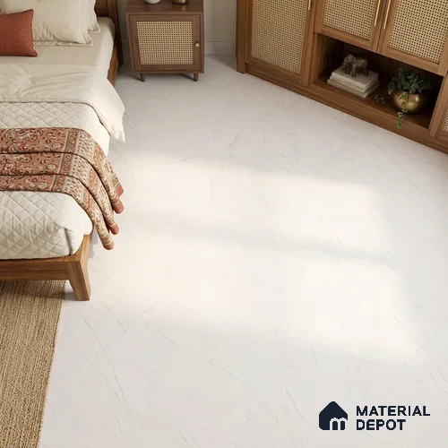 Marble Floor & Wall Large Format Tile TL 06421 Fenno White 6 ft x 4 ft Satin Finish Vitrified Tile - 9 mm | Suitable for Living Room, Bedroom & Bathroom | Adhesive and Spacers Must be Used During Installation