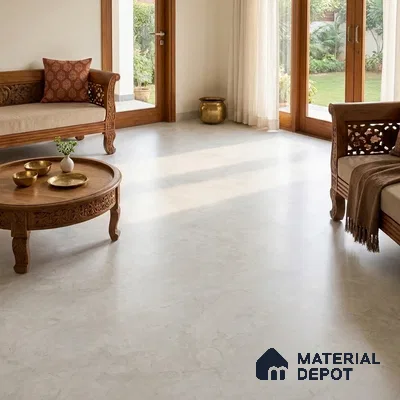 Marble Floor & Wall Large Format Tile TL 06422 Crestola Bianco 6 ft x 4 ft Satin Finish Vitrified Tile - 9 mm | Suitable for Living Room, Bedroom & Bathroom | Adhesive and Spacers Must be Used During Installation