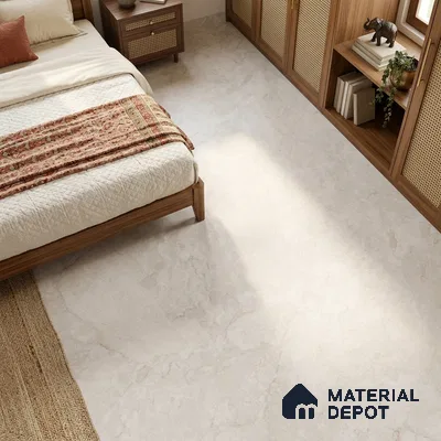 Marble Floor & Wall Large Format Tile TL 06422 Crestola Bianco 6 ft x 4 ft Satin Finish Vitrified Tile - 9 mm | Suitable for Living Room, Bedroom & Bathroom | Adhesive and Spacers Must be Used During Installation