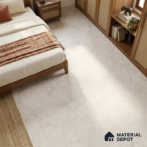Marble Floor & Wall Large Format Tile TL 06422 Crestola Bianco 6 ft x 4 ft Satin Finish Vitrified Tile - 9 mm | Suitable for Living Room, Bedroom & Bathroom | Adhesive and Spacers Must be Used During Installation